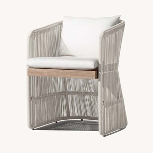 Ensemble de salle à manger d'extérieur moderne, table et chaises en corde résistantes pour cour, villa, hôtel ou appartement, patio, jardin, utilisation en parc - Product Image 1