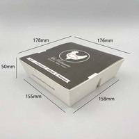 Boîte à emporter en papier kraft jetable multi-compartiments, 2 compartiments, biodégradable, résistante à la graisse, conteneur à lunch en papier