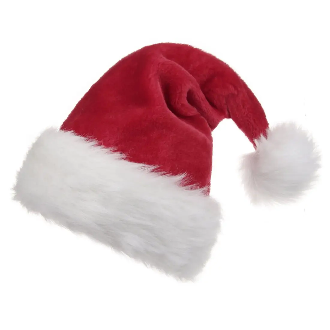 Custom Extra Thicken Velvet Fluffy Kids Red Xmas Holiday Christmas Hats Santa Claus Hat for Adults Men Women with Comfort Liner
