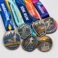 Médailles de sport personnalisées en alliage de zinc 3D pour marathon, demi-marathon, course de 10 km, médailles de finisseur de course urbaine avec ruban