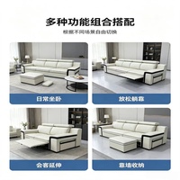 Canapé d'angle en cuir intelligent en forme de L avec haut-parleurs, ensemble modulable de luxe avec rembourrage en éponge pour appartement, hôtel, villa, école