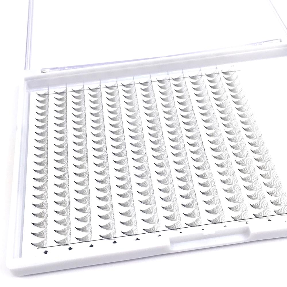 Ресницы XXL в упаковке, термостойкие объемные вееры, mega ресницы 10D, широкие вееры с короткими корнями, 0,07 D, завитые ресницы