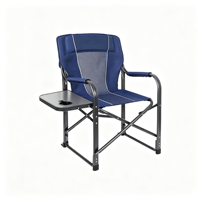 Chaise de Réalisateur Pliante en Aluminium Grande Taille Respirante avec Tablette Pliante, Ensemble Chaise et Table Portable pour Camping et Pêche