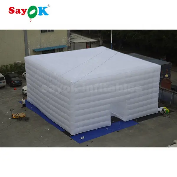 Tienda de campaña inflable para eventos, carpa inflable cuadrada con forma de cubo de techo con Led