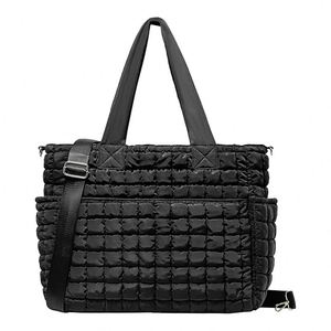 Fashion Large Capacity Yoga <b>Nylon</b> Journey Quilted Zipper Closure Two Straps Shoulder Women Water Resistant Puffer Tote <b>Bag</b> All - Product Image 4