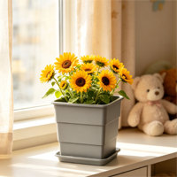 Pots de fleurs carrés légers de style moderne, de haute qualité, avec trou de drainage, en matériau PP durable, pour jardin suspendu et pépinière