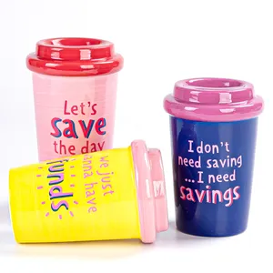 "Let's save the day" " we just wanna have funds" "I don't need saving.. I need savings"Ceramic Money Saving Box Piggy Bank Set