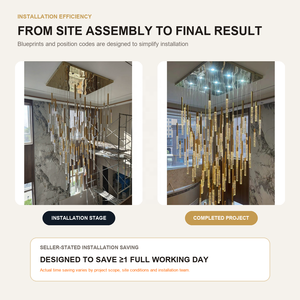 Lampadario di lusso di cristallo moderno, <span class=keywords><strong>soggiorno</strong></span>, Villa, scala, decorazione, interno <span class=keywords><strong>LED</strong></span> dorato - Product Image 5