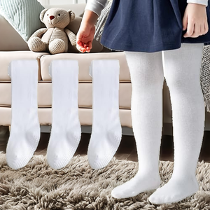 Collants en coton épais tricotés pour bébés filles, 6-12 mois, hiver, chauds, antidérapants, avec poignées antidérapantes, <span class=keywords><strong>blanc</strong></span> - Product Image 2