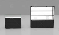 Hochwertige schwarze Holz gehärtete Glas Pos Vitrine Schrank LED Beleuchtung Schmuck Glas Vitrine Einzelhandel geschäft