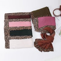 Nouvelle grande taille coton lin un anneau imprimé léopard écharpe froissé Style Turban pour couleur unie écharpe musulmans femmes fête