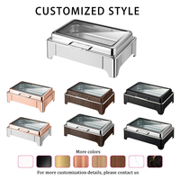 Matériel de restauration : Réchauds de buffet hydrauliques en acier inoxydable, finition Or, Or rose et Argent, pour la restauration de buffets, ensemble de réchauds de buffet