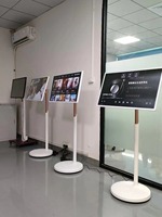 Téléviseur intelligent Android portable de 32 pouces avec rétroéclairage LED HDTV pour le yoga, la remise en forme, les jeux, le lecteur vidéo, armoire blanche avec support
