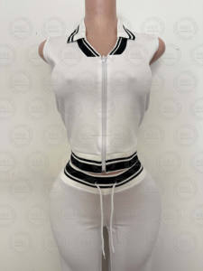 Set da <span class=keywords><strong>donna</strong></span> con Logo personalizzato <span class=keywords><strong>Y2k</strong></span> nuovo <span class=keywords><strong>stile</strong></span> con Logo personalizzato Polo Top con pantaloni da Resort 2 pezzi Set di tute da <span class=keywords><strong>donna</strong></span> - Product Image 4