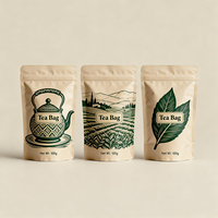 Sachet Doypack Personnalisé avec Logo d'Usine, en Papier Kraft Recyclable de Qualité Alimentaire, avec Fermeture Éclair, pour Thé et Café, Vente en Gros
