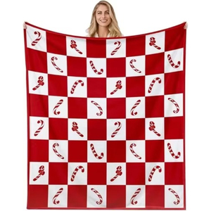 Couverture tricotée de Noël motif canne à sucre pour la décoration intérieure et les voyages – Idée cadeau Secret Santa - Product Image 6