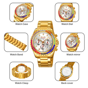 Reloj cronógrafo redondo para hombre, reloj de pulsera de lujo de acero inoxidable, reloj de cuarzo resistente al agua 30M - Product Image 2