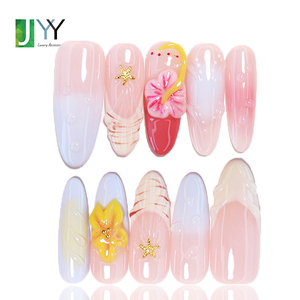 Ensemble de <span class=keywords><strong>faux</strong></span> ongles en gel à motifs floraux 3D peints à la main, de haute qualité, faits à la main, en acrylique, à <span class=keywords><strong>coller</strong></span>, vente en gros - Product Image 2