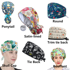 En stock, bonnets d'infirmière imprimés Power Girls, styles mignons à nouer dans le dos, doublure en satin, bonnet <span class=keywords><strong>de</strong></span> travail pour les filles - Product Image 6