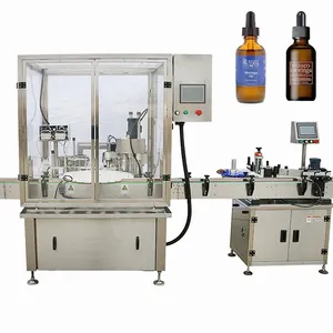 Automatic Rose Essential Oil Bottle Filling Capping and Labeling Machine Peristaltic Pump Mitsubishi