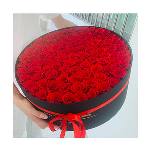 AM-GPA14 Ammy 99 Rose <span class=keywords><strong>2</strong></span> в 1, круглая коробка с вечными цветами, шелковая атласная Подарочная коробка, Подарочная черная круглая пустая коробка - Product Image 1