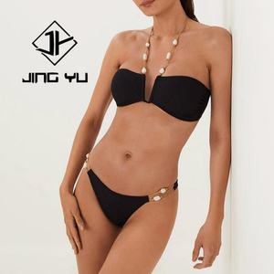 ชุดบิกินี่ไนลอนรีไซเคิลแบบสั่งทำพิเศษ ดีไซน์ลูกปัดเว้าลึกทรงวี จากผู้ผลิต - Product Image 1