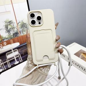 <span class=keywords><strong>Coque</strong></span> de Téléphone en Silicone Multi-Couleur avec Cordon, Fente pour Carte et Dragonne pour <span class=keywords><strong>iPhone</strong></span> 16 15 14 13 12 <span class=keywords><strong>11</strong></span> Pro Max Plus - Product Image 1