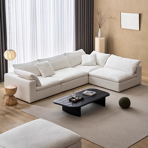Canapé modulaire en tissu de lin pour salon, design moderne, ensemble nuage en forme de L pour hôtel - Product Image 2