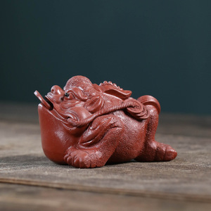 Yixing Purple Clay Tea <b>Pet</b> Three Legged Toad Handmade Ceramic Tea Accessory For Kung Fu Tea Set Gift - Product Image 3