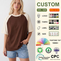 T-shirts amples à manches courtes raglan pour femmes, imprimés sur mesure, color block, vêtements de mode, tenues de vacances
