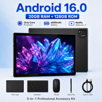 Tableta Portátil de 10 Pulgadas con 20 GB de RAM, 128 GB de ROM, Android 16.0, 6000 mAh, Octa Core, con Teclado y Lápiz