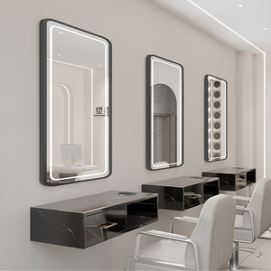 Espejo Minimalista para Peluquería con Luz, Moderno Espejo de Pared para Peluquería, Espejo de Forma Irregular - Product Image 3
