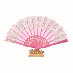 Venta al por mayor 2025 Abanico plegable estilo español de mano con polvo dorado y moneda de plástico para bodas, fiestas, danza, arte, manualidades y regalos - Product Image 6