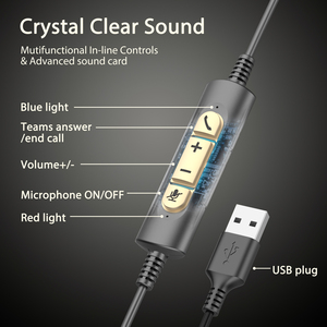 Casque téléphonique professionnel <span class=keywords><strong>USB</strong></span> filaire avec micro anti-bruit ENC, compatible Office Teams pour centre d'appels - Product Image 6