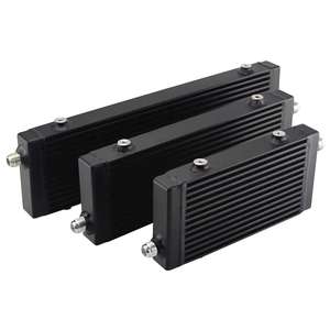 범용 알루미늄 엔진 오일 쿨러 열교환 기 소형 중형 대형 AN10 듀얼 패스 바 및 플레이트 오일 쿨러 열 실버 - Product Image 1