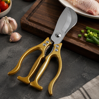 Ciseaux à volaille robustes en acier inoxydable avec manche en aluminium doré pour poulet, os, viande, poisson