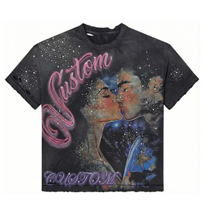 T-shirt Personalizzata da <span class=keywords><strong>Uomo</strong></span> con Lavaggio Acido, in Cotone Pesante, Stampa Grafica Oversize DTG, Stile Streetwear Boxy <span class=keywords><strong>Fit</strong></span>, Modello Crop Top - Product Image 2