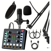 Ensemble de microphones à condensateur M8 BM800 avec support de carte son en direct transfrontalier Enregistrement Singing Gear en noir blanc Modèle