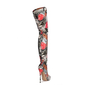 Bottes hautes moulantes pour femmes, taille 45, à talon aiguille, bout pointu, sexy, au-dessus du genou - Product Image 4