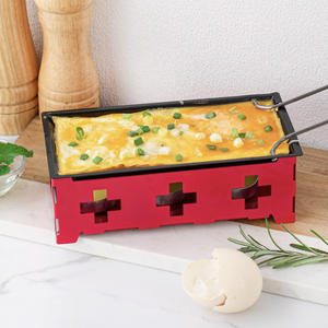 Outil de cuisine à domicile raclette au fromage antiadhésive plateau de <span class=keywords><strong>cuisson</strong></span> en acier au carbone ensemble de grillades <span class=keywords><strong>avec</strong></span> manche en <span class=keywords><strong>bois</strong></span> utilisation au poêle - Product Image 4