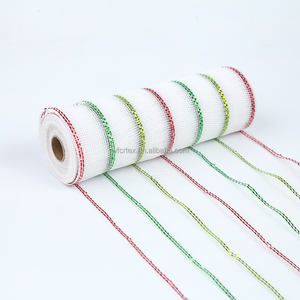 Wholesale 10 Inch Burlap Foil Wreath <strong>Ribbon</strong> Christmas <strong>Deco</strong> Poly <strong>Mesh</strong> with Organza Fabric China Suppliers for Tree Decoration - Product Image 6