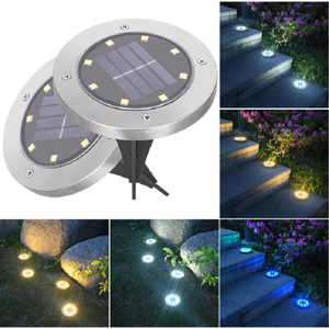 أضواء أرضية شمسية خارجية مقاومة للماء، إضاءة LED للحدائق والمسطحات الخضراء بتصميم دائري - Product Image 4