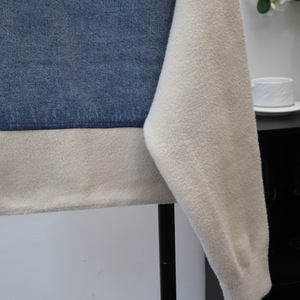 New <strong>Spring</strong> Fall Vintage Unique Color Block Lady Washed Button Long Sleeve Denim Coat <strong>Jacket</strong> Patchwork Sweater <strong>Women</strong> Jeans <strong>Jacket</strong> - Product Image 5