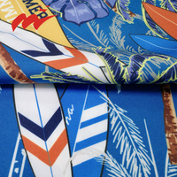 Tissu extensible 4 directions à imprimé tropical pour l'extérieur, 92% polyester, 8% élasthanne, motif cocotier bleu, surf, hawaïen, tissé, pour les vacances