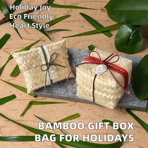 Eco-Friendly Bamboo Woven <b>Gift</b> <b>Box</b> Wallet Packaging Bags-<b>Small</b> Souvenir for Wedding Christmas & Birthday - Product Image 2
