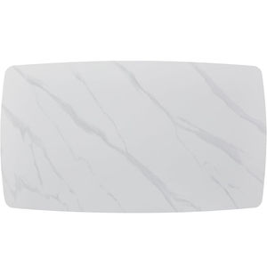 Commercio all'ingrosso della fabbrica di misura moderna di 130cm di <span class=keywords><strong>marmo</strong></span> bianco opaco guardare angoli arrotondati tavolo da pranzo in ceramica per la casa da pranzo - Product Image 2