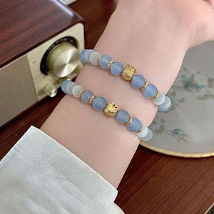 S925 Sterling Silver <b>Aquamarine</b> Cat's Eye <b>Bracelet</b> 21 Beads Round Animal Design Everyday Wear Jewelry - Product Image 3