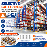 Système de rayonnage à palettes en acier sélectif avec poutres réglables pour le stockage industriel intensif en entrepôt