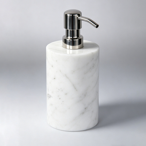 Ensemble d'accessoires de salle de bain en pierre naturelle Art Déco : distributeur de savon, distributeur de lotion, gobelet, porte-brosse à dents, plateau décoratif. - Product Image 3