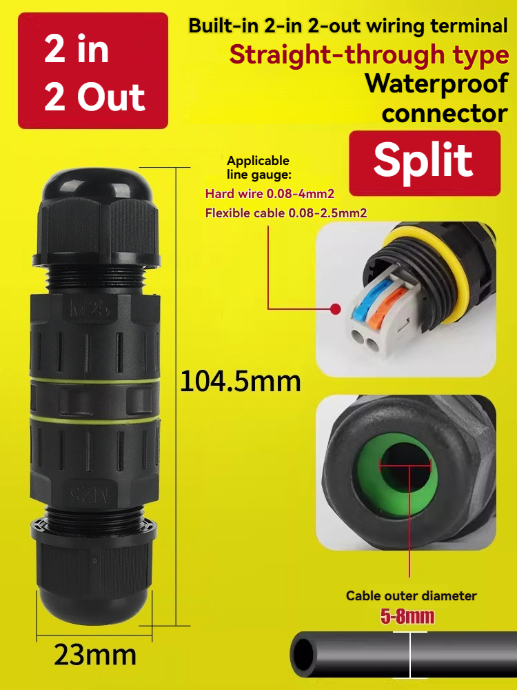 Conector + 2 terminales de entrada y 2 de salida (5-9 mm)